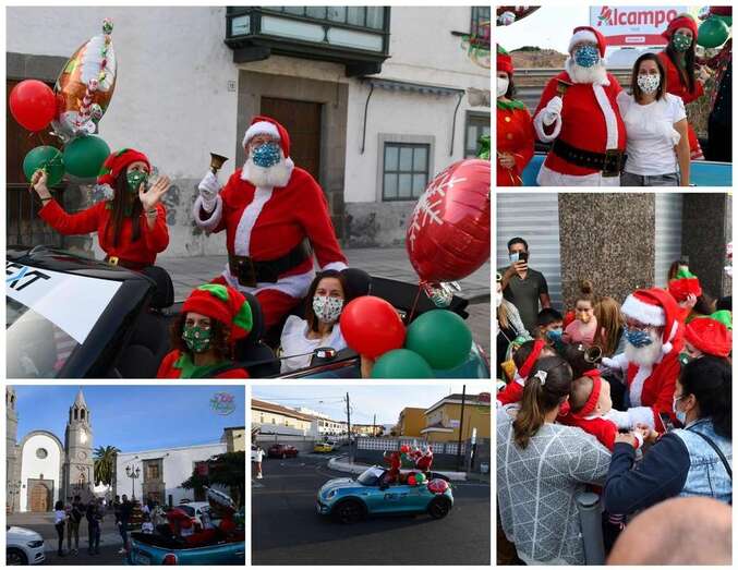 Collage de fotos del recorrido de la caravana de Papá Noel/Francisco Javier Santana.